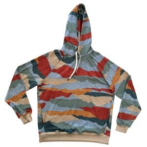 Feat Clothing Large Abstract Pattern Drawstring Pullover Hoodie Men's Sweatshirt